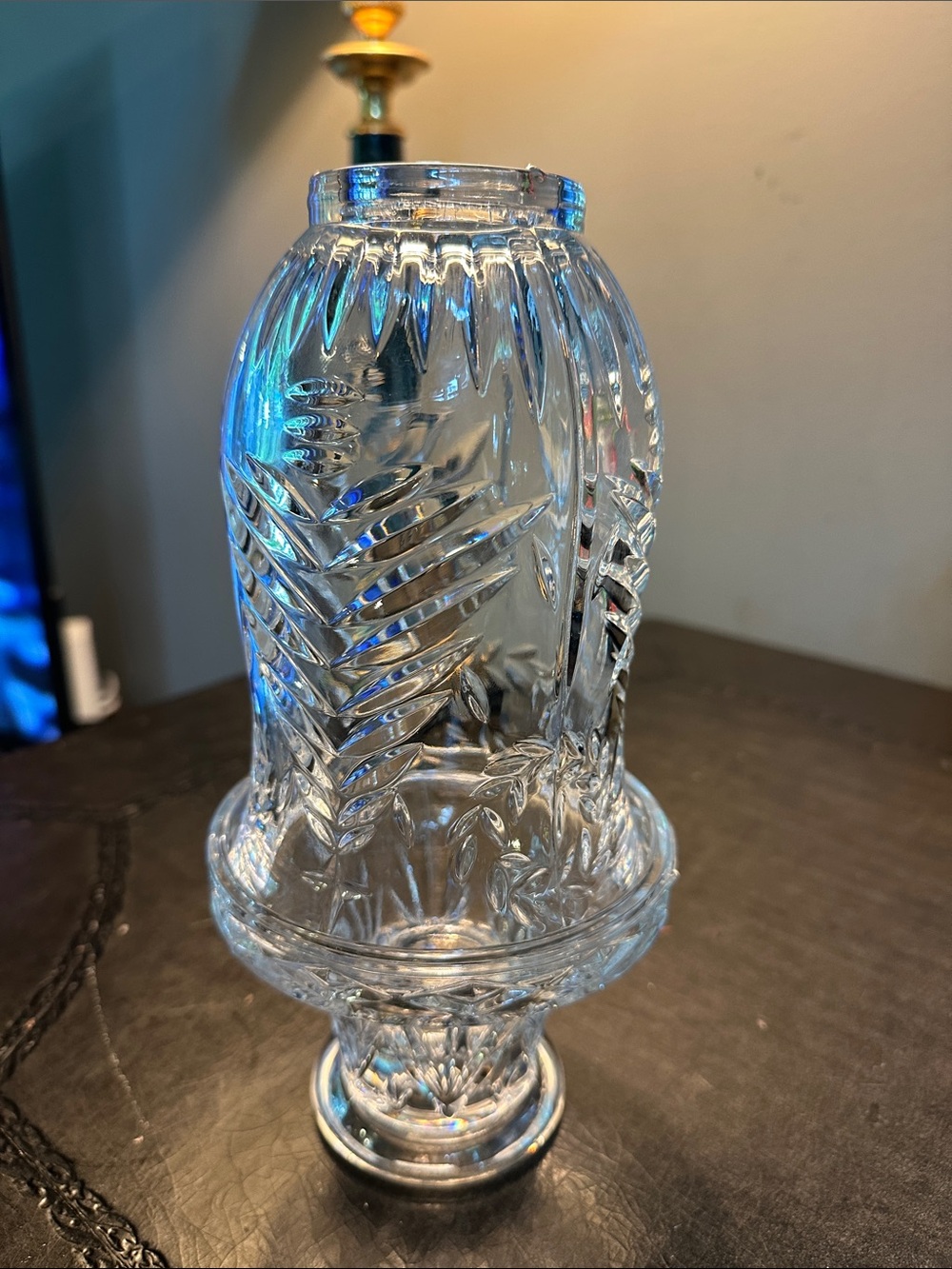 Cut Crystal fairy Lamp / Glass Lamp Shade / Hurricane Cover - Clear